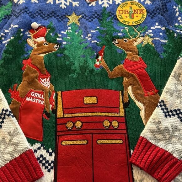 Ugly Christmas Sweater Mens Small Reindeer - Picture 2 of 3